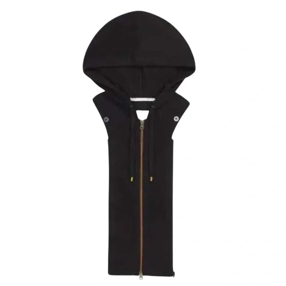 VERONICA BEARD Cashmere Hoodie Dickey Jacket Insert with Cuff Warmers Black Wool - Picture 1 of 5